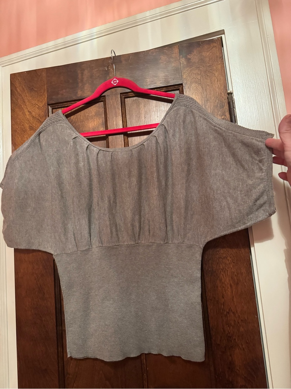 Jennifer Lopez Gray Batwing Sleeve Knit Top